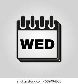Wednesday icon. Wed and calendar, data symbol. Flat design. Stock - Vector illustration