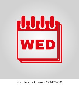Wednesday icon. Wed and calendar, data symbol. Flat design. Stock - Vector illustration