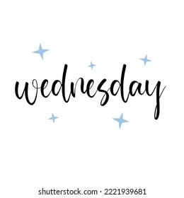 Wednesday ink calligraphy lettering illustration for social media content and print design.