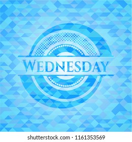 Wednesday light blue emblem. Mosaic background