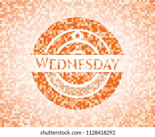 Wednesday orange mosaic emblem with background