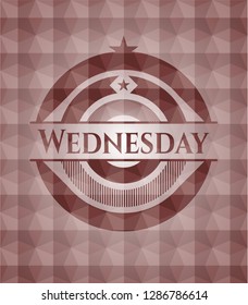 Wednesday red emblem with geometric pattern. Seamless.