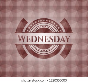 Wednesday red seamless badge with geometric background.