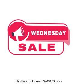 Wednesday sale banner element or badge icon template red. Vector symbol design modern.