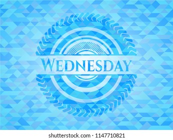 Wednesday sky blue emblem. Mosaic background