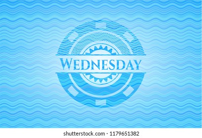 Wednesday sky blue water wave emblem background.