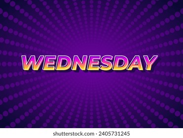 Wednesday. Text effect design in 3D look with gradient purple yellow color