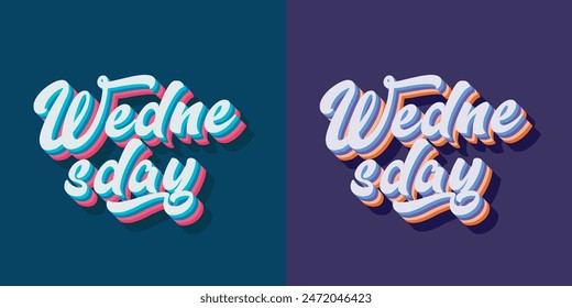 Wednesday typography editable colour effect template in 3d shadow style. Suitable for brand, business logo or calendar design. Eps 10 vector.