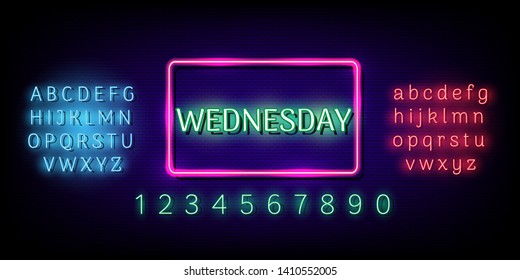Wednesday vector banner. Wednesday design template neon sign billboard, Editing text neon sign.
