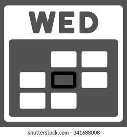 Wednesday vector icon. Style is bicolor flat symbol, black and white colors, rounded angles, gray background.