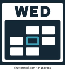 Wednesday vector icon. Style is bicolor flat symbol, blue and white colors, rounded angles, dark blue background.