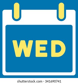 Wednesday vector icon. Style is bicolor flat symbol, yellow and white colors, rounded angles, blue background.