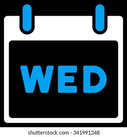 Wednesday vector icon. Style is bicolor flat symbol, blue and white colors, rounded angles, black background.