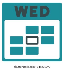 Wednesday vector icon. Style is bicolor flat symbol, soft blue colors, rounded angles, white background.
