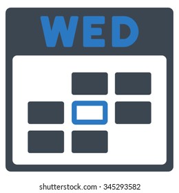 Wednesday vector icon. Style is bicolor flat symbol, smooth blue colors, rounded angles, white background.