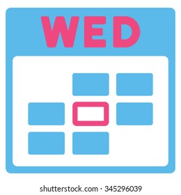 Wednesday vector icon. Style is bicolor flat symbol, pink and blue colors, rounded angles, white background.