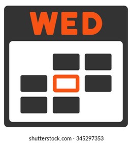 Wednesday vector icon. Style is bicolor flat symbol, orange and gray colors, rounded angles, white background.