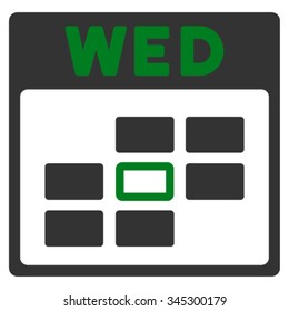 Wednesday vector icon. Style is bicolor flat symbol, green and gray colors, rounded angles, white background.