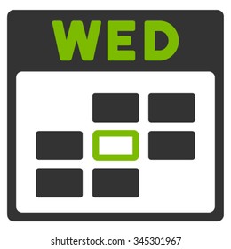 Wednesday vector icon. Style is bicolor flat symbol, eco green and gray colors, rounded angles, white background.