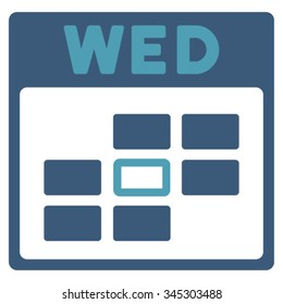 Wednesday vector icon. Style is bicolor flat symbol, cyan and blue colors, rounded angles, white background.
