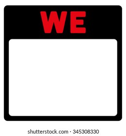 Wednesday vector icon. Style is bicolor flat symbol, intensive red and black colors, rounded angles, white background.