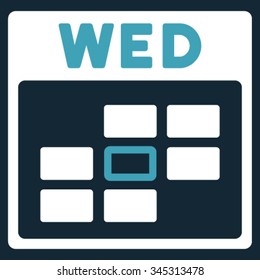 Wednesday vector icon. Style is bicolor flat symbol, blue and white colors, rounded angles, dark blue background.