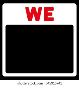 Wednesday vector icon. Style is bicolor flat symbol, red and white colors, rounded angles, black background.