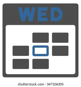 Wednesday vector icon. Style is bicolor flat symbol, cobalt and gray colors, rounded angles, white background.
