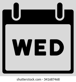 Wednesday vector icon. Style is flat symbol, black color, rounded angles, light gray background.