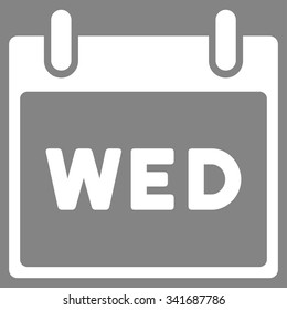 Wednesday vector icon. Style is flat symbol, white color, rounded angles, gray background.