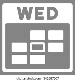 Wednesday vector icon. Style is flat symbol, white color, rounded angles, gray background.