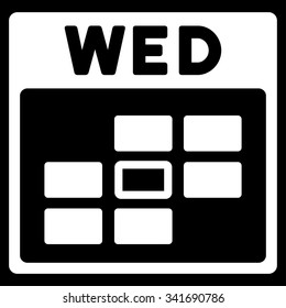 Wednesday vector icon. Style is flat symbol, white color, rounded angles, black background.