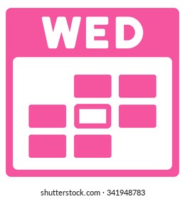 Wednesday vector icon. Style is flat symbol, pink color, rounded angles, white background.