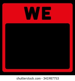 Wednesday vector icon. Style is flat symbol, red color, rounded angles, black background.