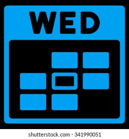 Wednesday vector icon. Style is flat symbol, blue color, rounded angles, black background.