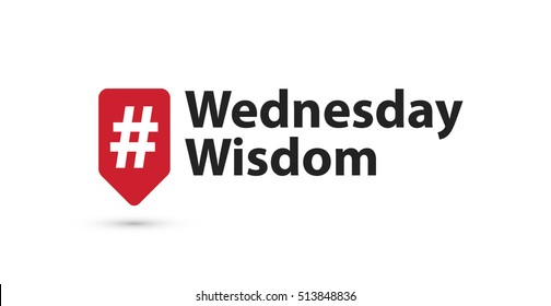 Wednesday Wisdom Hashtag Inside A Red Tag For Social Media (Vector Illustration in Flat Style Design)