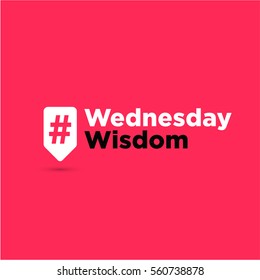 Wednesday Wisdom Hashtag Inside A Red Tag For Social Media (Vector Illustration in Flat Style Design)