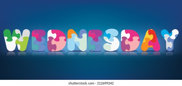 WEDNESDAY written with alphabet puzzle - vector illustration