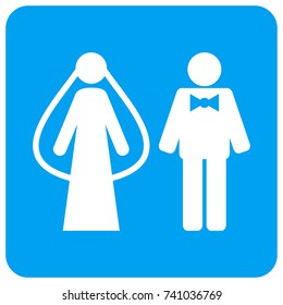 Weds Persons vector icon. Image style is a flat icon symbol perforated in a blue rounded square shape.