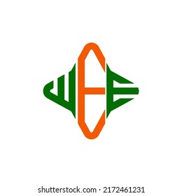 Diseño creativo del logotipo de la carta WEE con gráfico vectorial