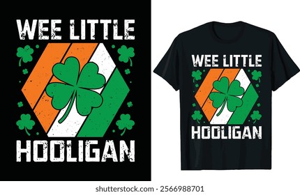 wee little hooligan t shirt design.St patricks day t shirt design 