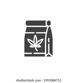 Weed bag vector icon. filled flat sign for mobile concept and web design. Medical, cannabis marijuana bag glyph icon. Symbol, logo illustration. Vector graphics
