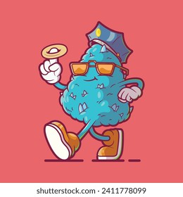 Weed Bud Cop character vector illustration. Mascot, funny, brand design concept.