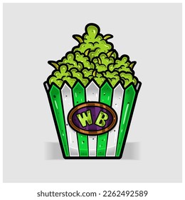 Weed Bud On Paper Box. Perfect for Logo and Product Label. Vectors and Illustrations.