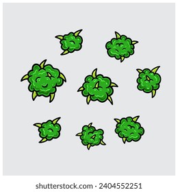 Weed Buds Cartoon. Vektorgrafik für Elemente und Clipart