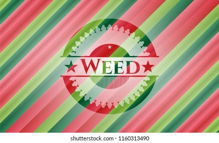 Weed christmas emblem background.