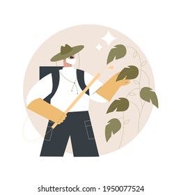 Weed control abstract concept vector illustration. Gardening maintenance, pest control, spray chemicals, weed killer, lawn care service, herbicide and pesticide abstract metaphor.