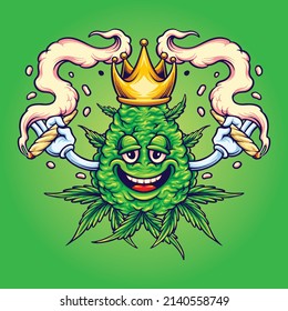 Weed crown joint smoking cannabis vector illustrations for your work logo, merchandise t-shirt, stickers and label designs, poster, greeting cards advertising business company or brands