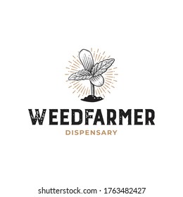 Weed Farmer Dispensary Rustic Hand Drawn Logo Template