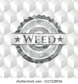 Weed grey emblem with geometric cube white background